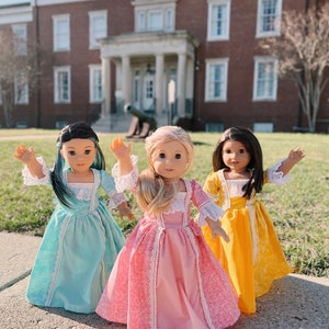 18 Inch Doll Colonial Formal Dress, Hamilton Doll Dresses, 18 Inch Doll Clothes, heritage Doll Clothes, Hamilton Schuyler Sisters Dress,