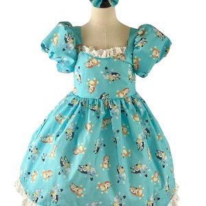 Bluey Inspired Dress, Bluey dress, Toddler blue dress, Bluey dog inspired dress, blue dog dress, bluey and bingo dress, bingo dress