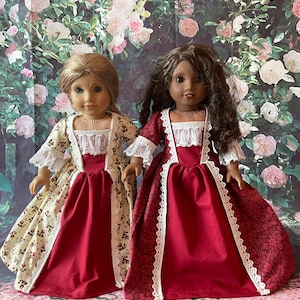 18 Inch Doll Colonial Formal Dress/Colonial Doll Clothes18 Inch Doll Clothes/ Heritage Doll Clothes/Hamilton Schuyler Sisters Dress