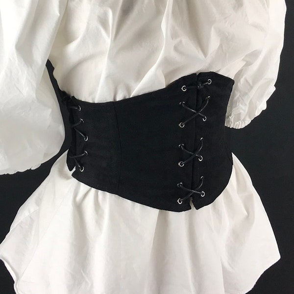 Corset Serre-taille Ceinture en simili cuir et baleines en acier flexibles ajustable d'inspiration guerrière