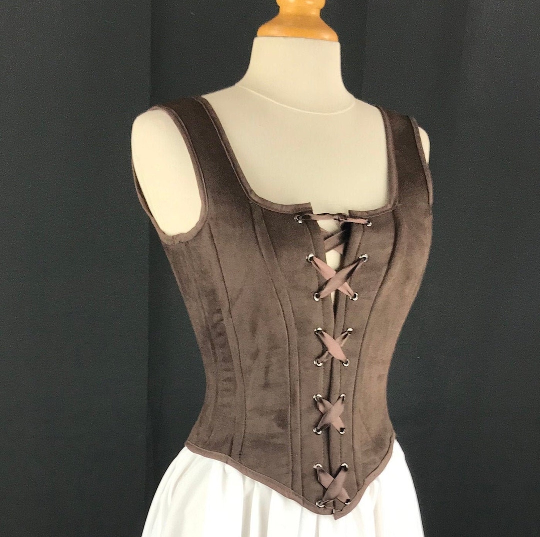 Exclusive Vintage Medieval Corset with Purple Floral Print