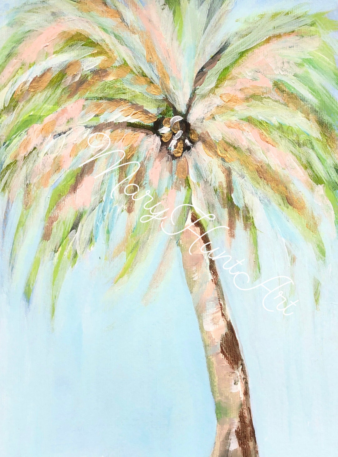 Palm Tree Wall Art Beach House Coastal Print Painting Impressionist Art ... - Palm Tree Coastal Wall Art