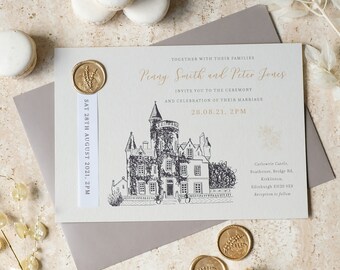 Rose Gold Vellum Venue Portrait Wedding Invitation Pink Wedding Invite Wax Seal Wax Seal Wedding Invite Blush Pink