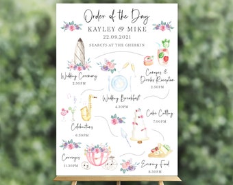 Wedding Order of the Day Sign, Order of Events, Wedding Timeline Sign, Personalised Order of the Day, Wedding Day Itinerary, Wedding Sign