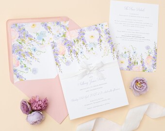 Wisteria Wedding Invitation | Purple Wildflower Wedding Invitation | Lilac Floral Wedding Invitation