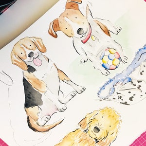 Handpainted dog portrait custom painting, Commission pet portrait from photo, custom pet illustration of dog, watercolor dog portrait gift image 9