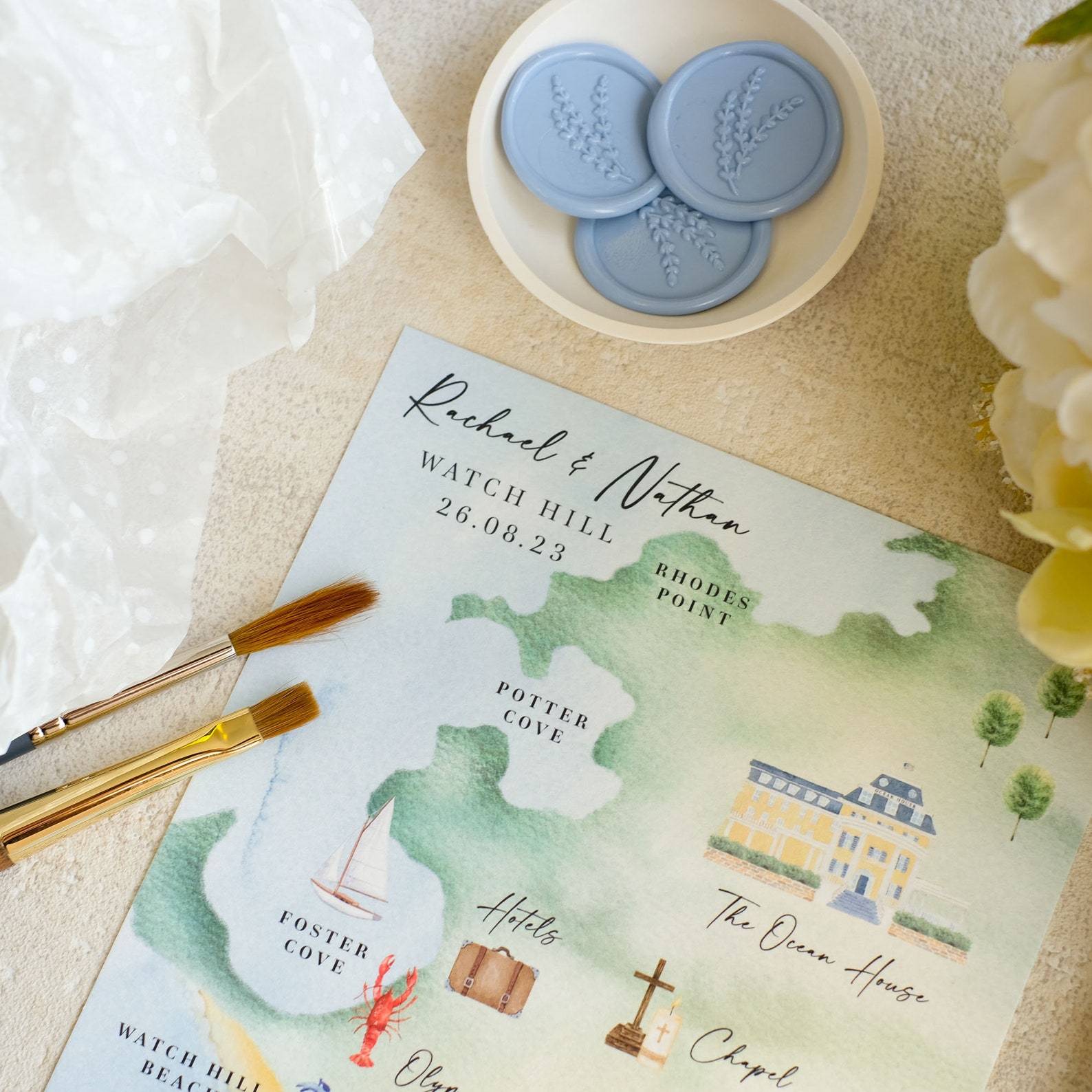Custom Wedding Map Art, Illustrated Map for Wedding Gift, Personalised ...