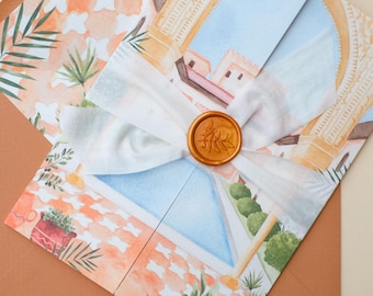 Custom Moroccan Wedding Invitation | Marrakech Wedding Invitation Bespoke | Custom Destination Wedding Invitations