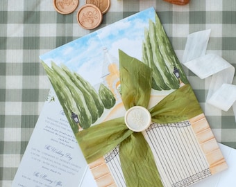 Bespoke Wedding Invitations Watercolor Venue | Custom Wedding Invitations Hand Painted | Illustrated Wedding Invitations with Venue Painting