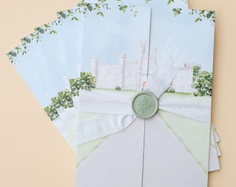 Hensol Castle Wedding Invitation | Castle Wedding Invites with Venue Illustration | Illustrated Wedding Invitation