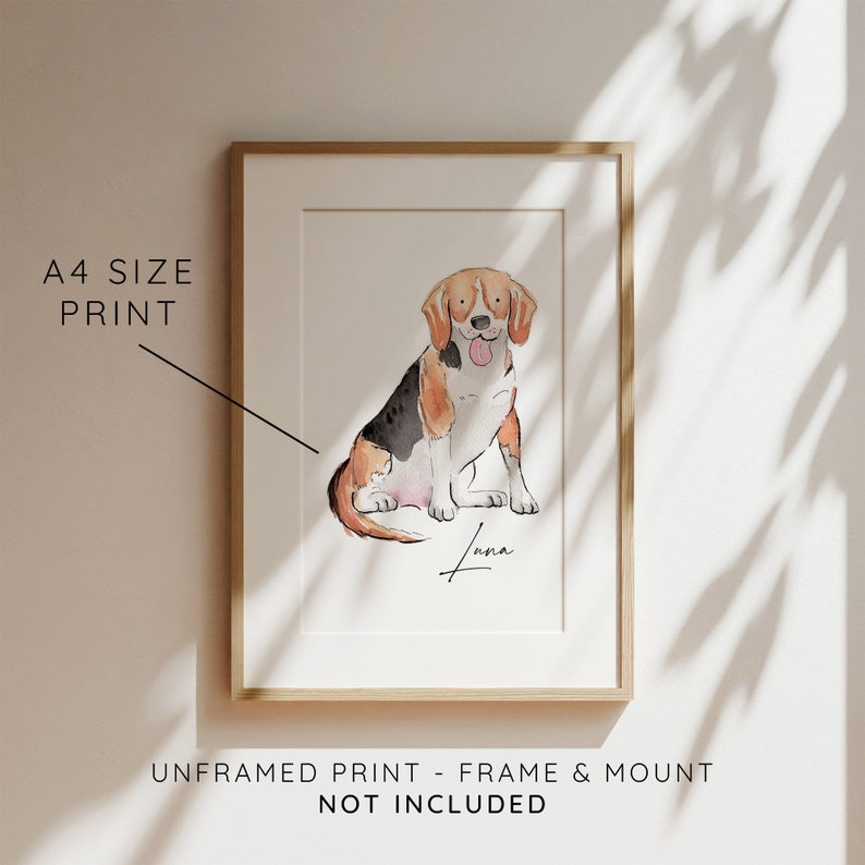 Aquarell-Haustierporträt vom Foto, handgemaltes Hundeporträt nach Maß, Haustierauftrag, personalisiertes Hundegeschenk für Tochter von der Mutter Bild 7