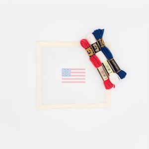 2.5" x 1.5" Mini American Flag Needlepoint Kit, Ornament or Keychain Tag