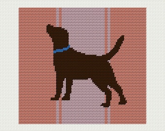 Tela per ricamo a punto croce 7" x 7,5", Labrador cioccolato, kit per arazzo con colori personalizzabili, kit per ricamo a punto croce moderno