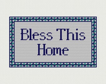 Kit tela punto croce Bless This Home 5,5" x 9,5", arazzo moderno