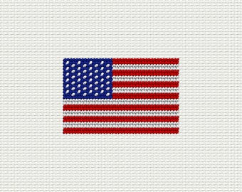 Kit per ricamo a punto croce con bandiera americana piccola da 3,25" x 2,25", ornamento o portachiavi
