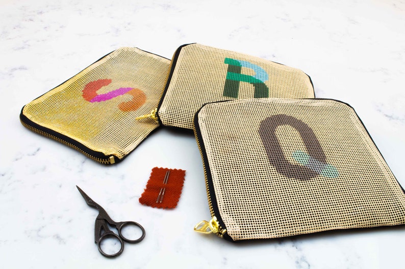 Modern Needlepoint Bag Kit Genuine Leather Clutch Custom Etsy