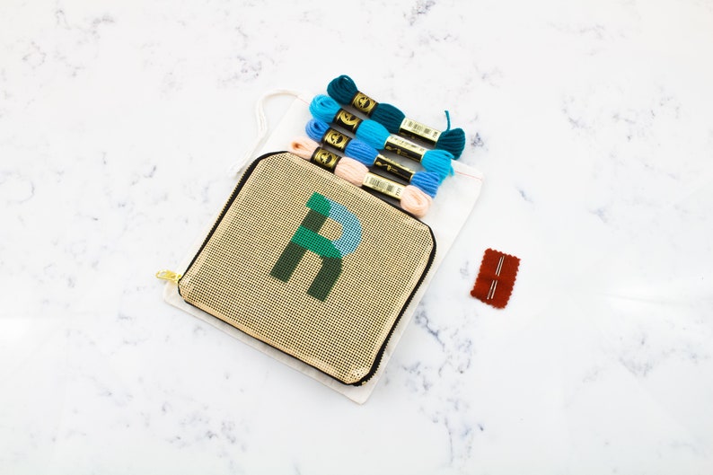 Modern Needlepoint Bag Kit Genuine Leather Clutch Custom Etsy