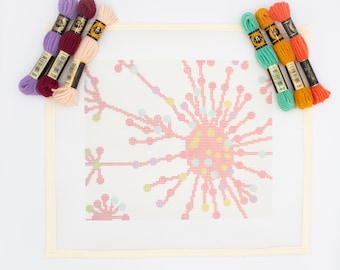 Tela per ricamo a punto croce 8,5" x 10", rete neurale, kit per arazzo astratto, kit per ricamo a punto croce moderno