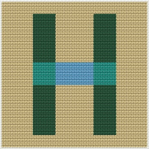 Alphabet Needlepoint Kit Monogram Tapestry Kit Letter H 7&quot; x 7&quot;