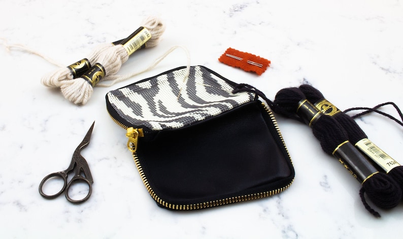 Zebra Print Needlepoint Wallet Kit, Modern Needlepoint Zebra Pri Zebra Print Needlepoint Wallet Kit, Modern Needlepoint Zebra Pri