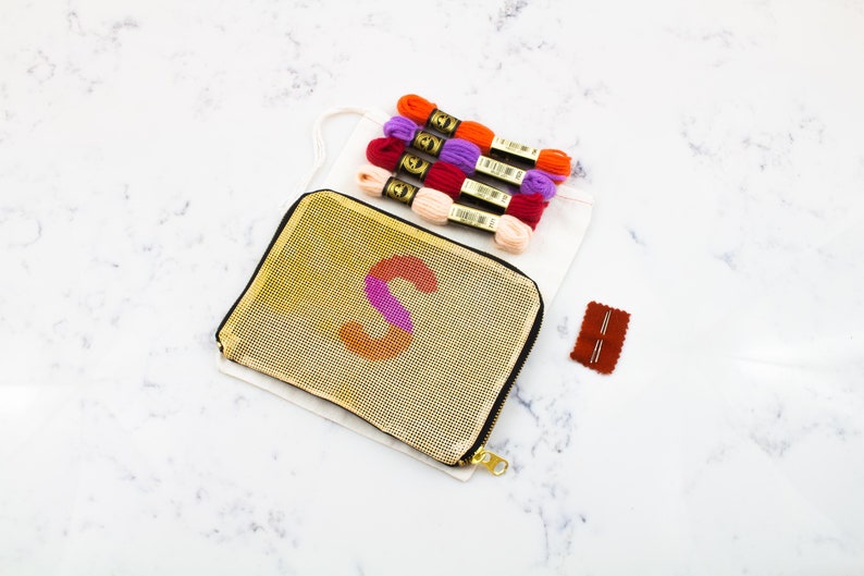 Modern Needlepoint Bag Kit Genuine Leather Clutch Custom Etsy