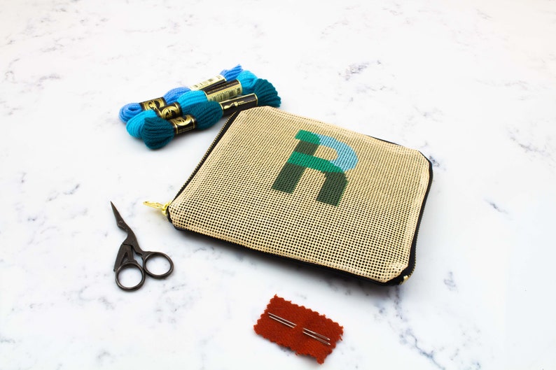 Modern Needlepoint Bag Kit Genuine Leather Clutch Custom Etsy