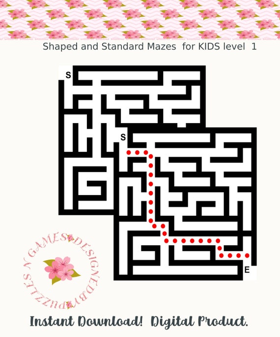 Fun Shaped Mazes For Kids 100 Printable worksheetPrintable | Etsy