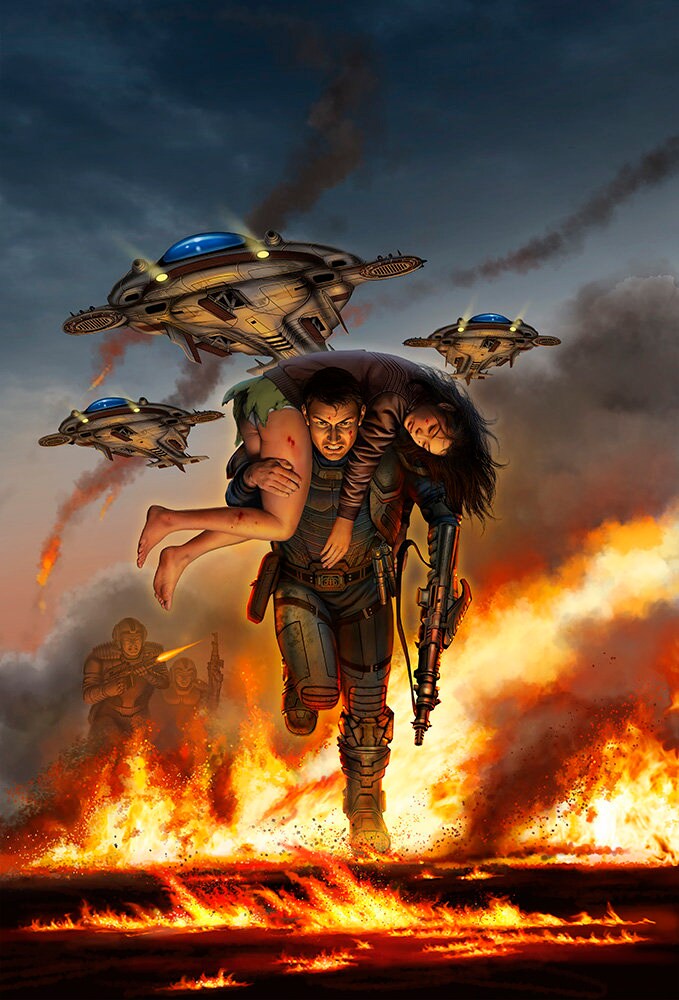 Signed and numbered art print of cover art for "Beginnings: Worlds of Honor 6"