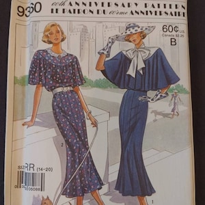 May include: A vintage Simplicity sewing pattern for a dress, featuring two models wearing different styles of the dress. The pattern is for sizes 14-20 and is labeled as a 60th anniversary pattern. The pattern is priced at 60 cents US and $2.25 Canadian.