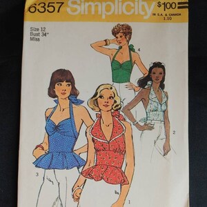 1974 Simplicity 6357 Misses Halter Tops Uncut Vintage Printed - Etsy
