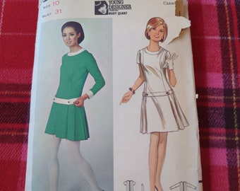 1967 Butterick 4578 Misses One Piece Dress Mary Quant vintage sewing pattern Size 10 Bust 31