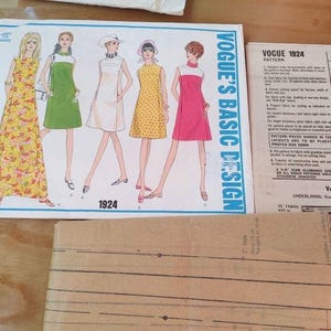 Vogue 1924 Vogue&#39;s Basic Design One Piece Dress Uncut Vintage Pattern Misses Size 12
