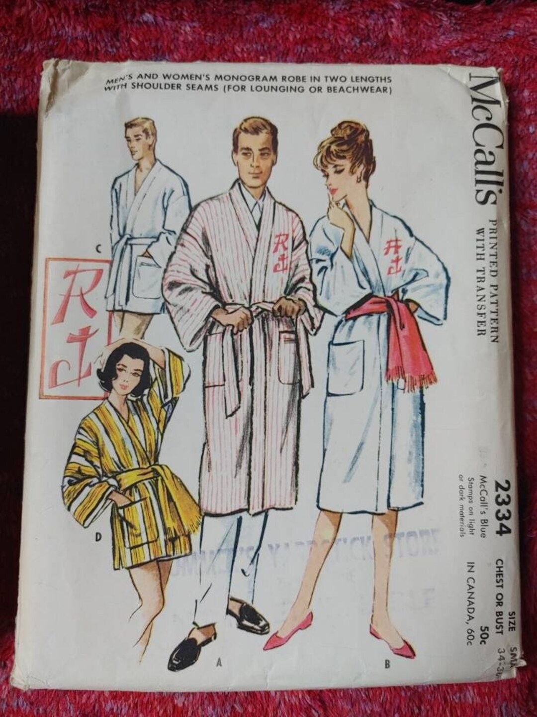 Mccall's Robe Pattern 1959 Mccall's Monogram Robe Sewing Pattern 2334 - Size Small - Etsy