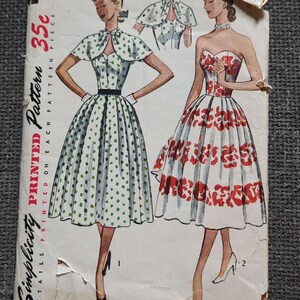 Vintage 1951 Sundress Sewing Pattern: Simplicity 3584, Size 14 Bust 32