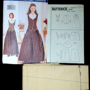 1998 Butterick 5832 UNCUT out of print printed pattern Misses Vest, Blouse & Skirt Size 8-10-12