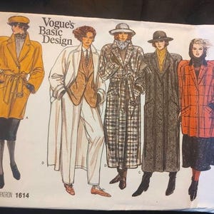 Vogue 1614 Misses Coat Vintage Printed Pattern Size 6,8,10