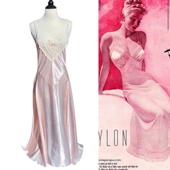 Vintage Neimann Marcus Nightgown Light Pink Maxi