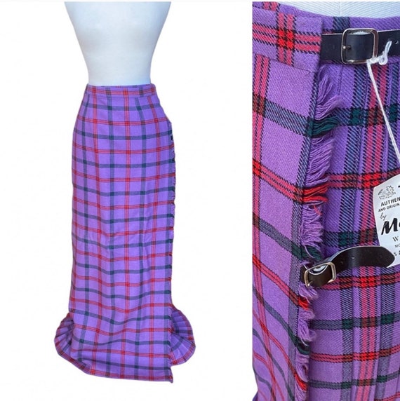 Vintage Tartan Wool Montgomery Purple Skirt Maxi