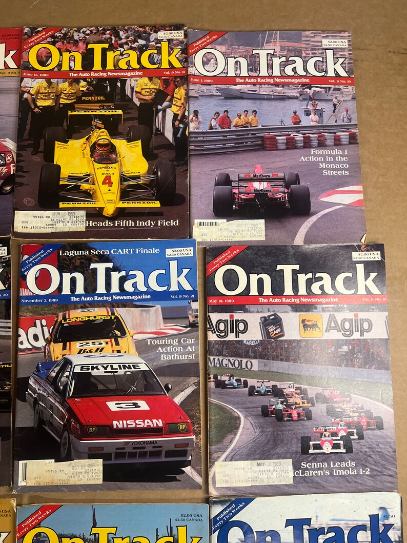 Kavel van 12 vintage 1986,1989 On Track The Auto Racing News Magazine afbeelding 3