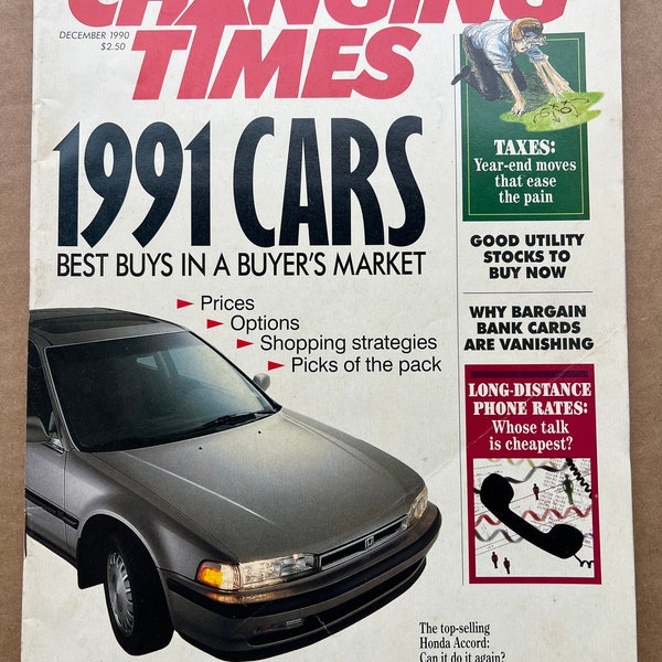 1990 December Changing Times Kiplinger Finance Magazine 1991 Car Buying Accord