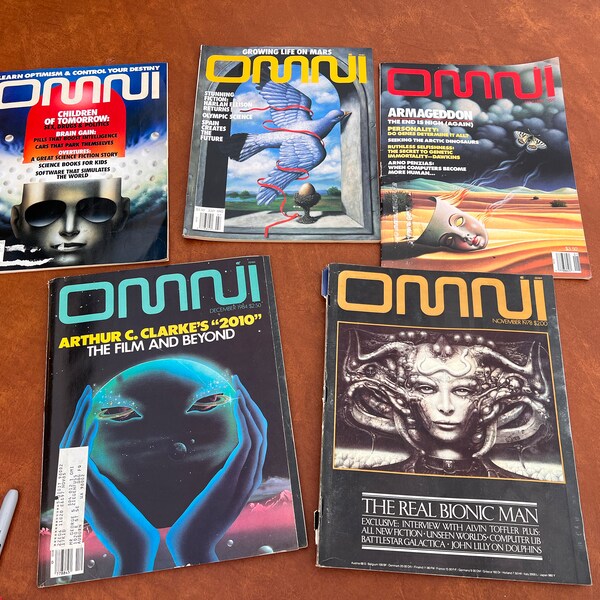 Vintage Lot Of 5 OMNI Magazine 1978, 1984, 1990, 1992 Issues, Science Fiction