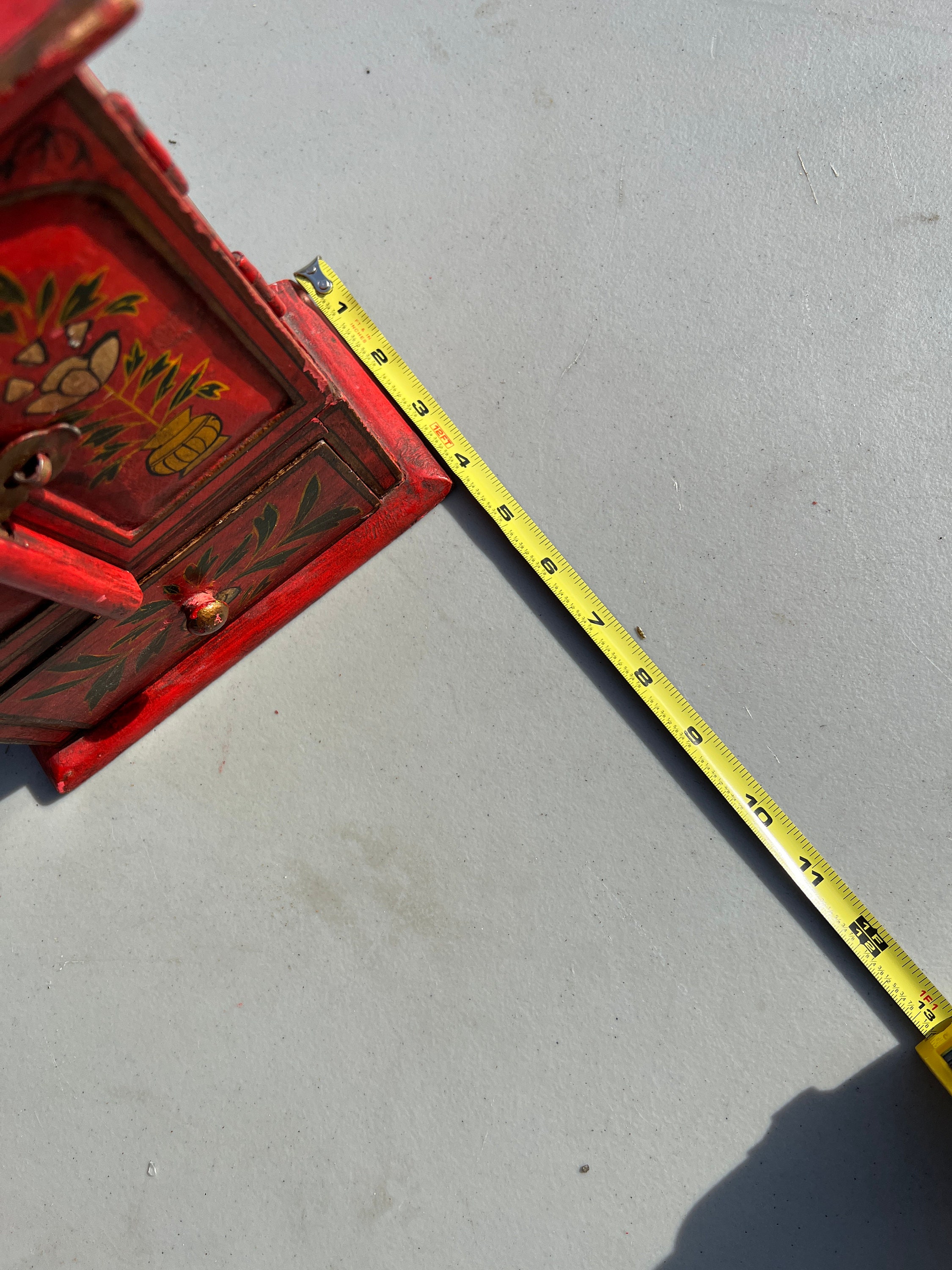 Primative Red Hand Painted Jewelry 9 X 7 X Etsy