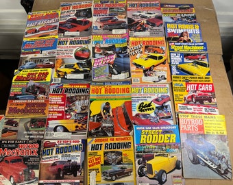 Lot de 22 Hot Rodding,Hot Rod Mechanix,Hot Cars,HotRod Parts Magazine des années 80-90