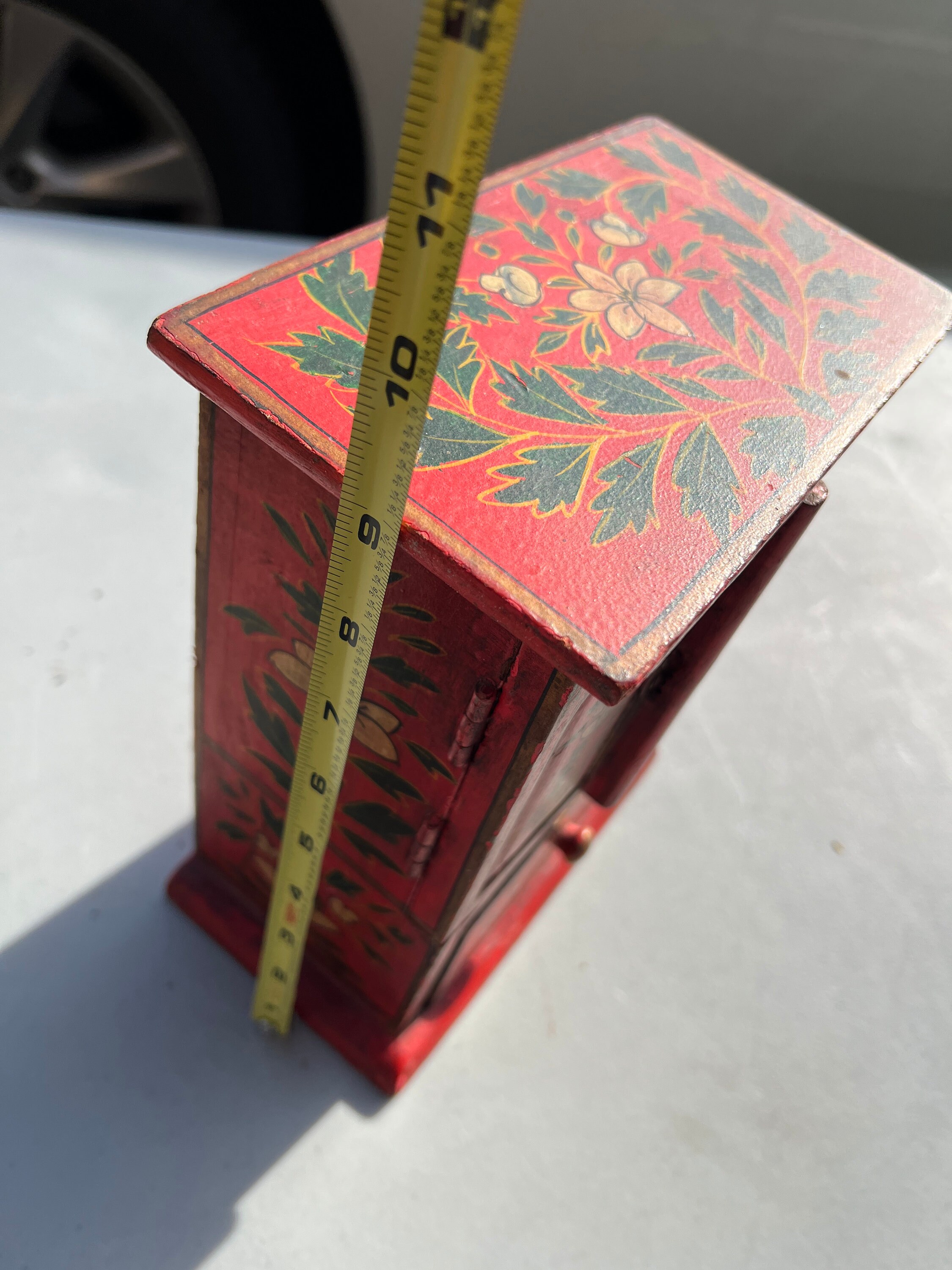 Primative Red Hand Painted Jewelry 9 X 7 X Etsy
