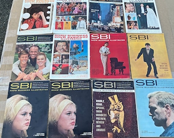 Lotto vintage di 12 riviste SBI illustrate nel mondo dello spettacolo 1961-1962