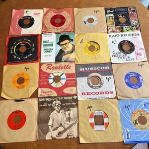 Lot Of 16 45 RPM Vinyl Records Mixed Singles