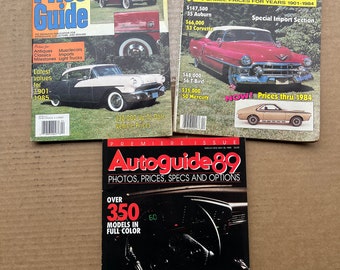 Lotto di 3 guide ai prezzi per auto d'epoca 1991,1993, Autoguide 89 Premiere Issue Magazine