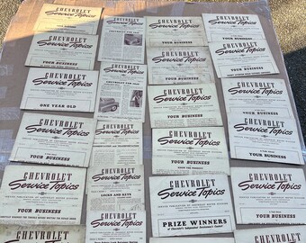 Lot de 23 brochures du magazine Questions d'entretien Chevrolet 1940-1942