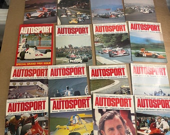 Kavel van 16 vintage autosporttijdschriften 1975