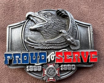 Vintage Belt Buckle VFW 1989-1990 Proud To Serve Limited Edition Eagle Siskiyou